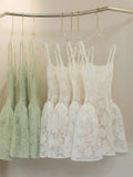 Cute Ball Gown Square Sage Green Lace Short Mini Formal 8th Grade Homecoming Dresses Middle School Cocktail Dress Hoco Outfits HZ1121