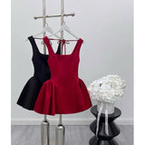 Cute Ball Gown Square Neck Satin Red Short Mini Formal 8th Grade Homecoming Dresses Middle School Cocktail Dress Hoco Outfits HZ1121