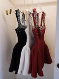 Cute Ball Gown Square Little Black Dress Short Mini Formal 8th Grade Homecoming Dresses Middle School Cocktail Dress Hoco Outfits HZ1121