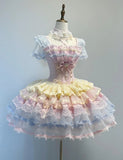 Vintage Square Neck Ball Gown Lace Tulle Short Lolita Dress Cute 18th Birthday Outfit HZ1121