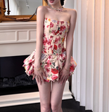 Chic Strapless Bodycon Short Birthday Dresses Floral Homecoming Dresses HZ1121