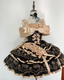 Vintage Champagne Ball Gown Satin Birthday Dresses Black Lolita Dresses HZ1121