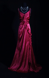 Vintage V-neck Sheath Long Prom Dresses Satin Hot Pink Evening Dresses HZ1121