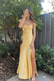 c Yellow Long Sheath Prom Dress With Split HZ1024
