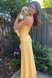 c Yellow Long Sheath Prom Dress With Split HZ1024