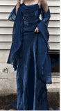 Dark Green Prom Dress Spaghetti Strap Chiffon Evening Gown with Shawl HZ1024